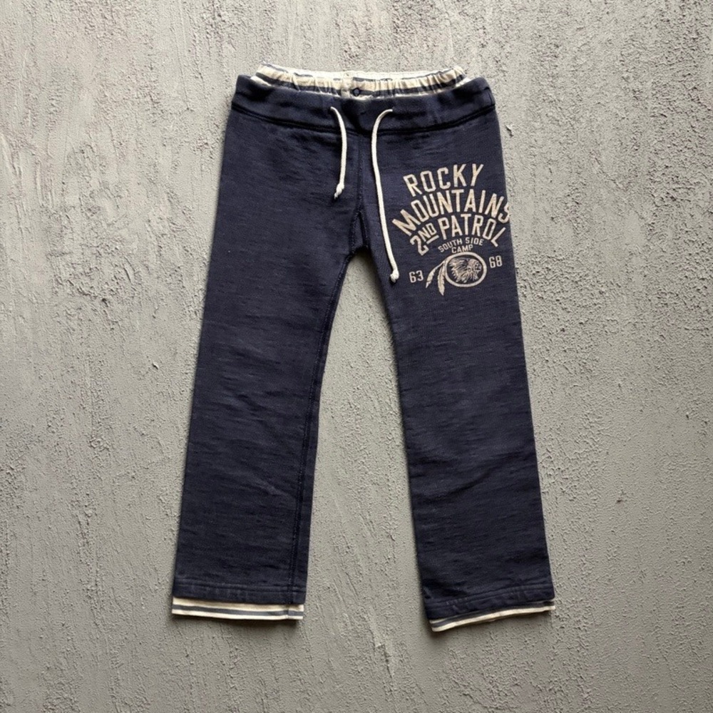 Denim Dungaree Sweatpants Medium 130CM Blue Rocky Mountains Patrol Japan
